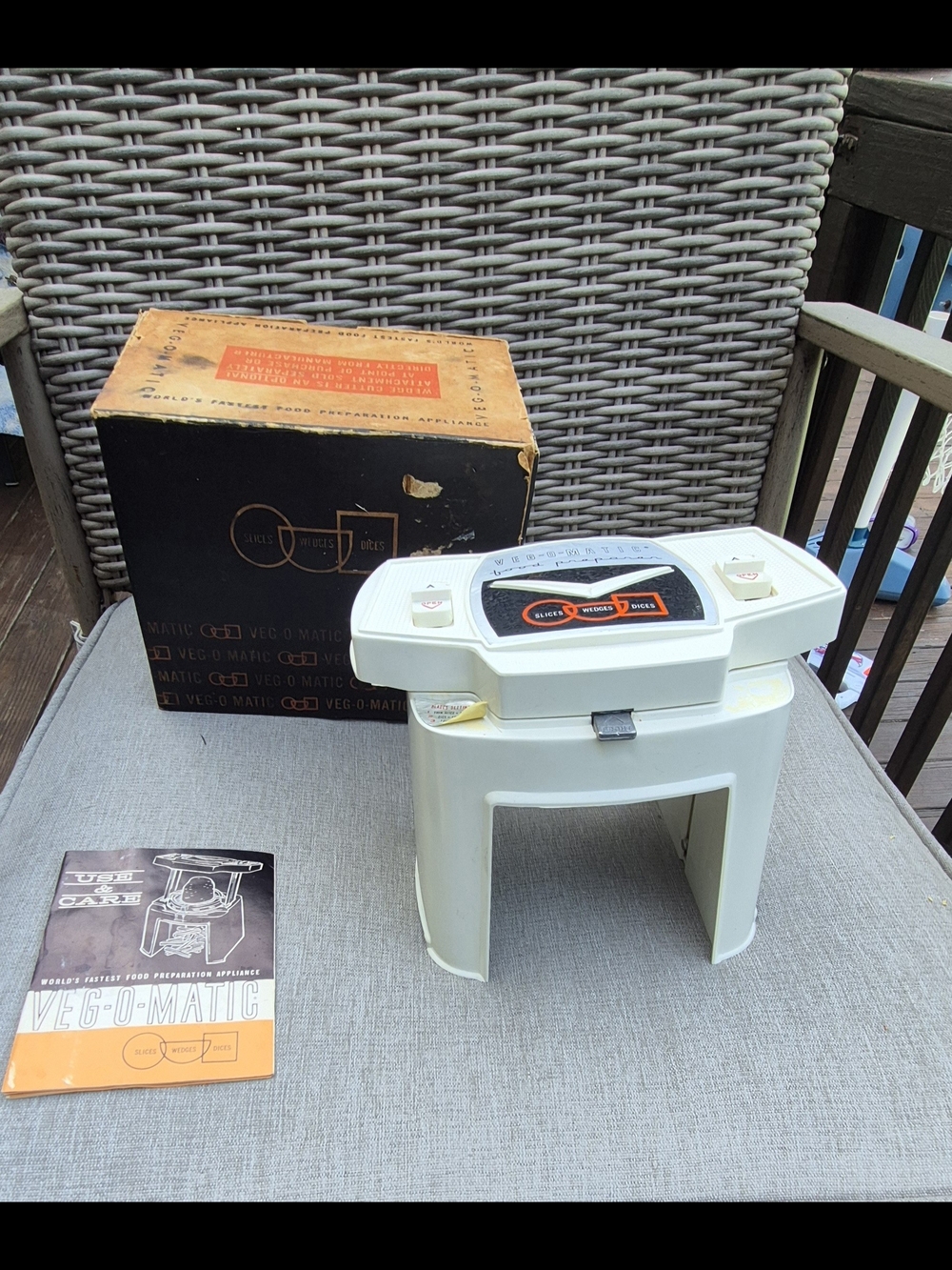 Vintage Veg-O-Matic Food Dicer Cutter Original Box With 2 Blades USA Made